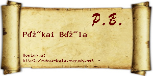 Pákai Béla névjegykártya